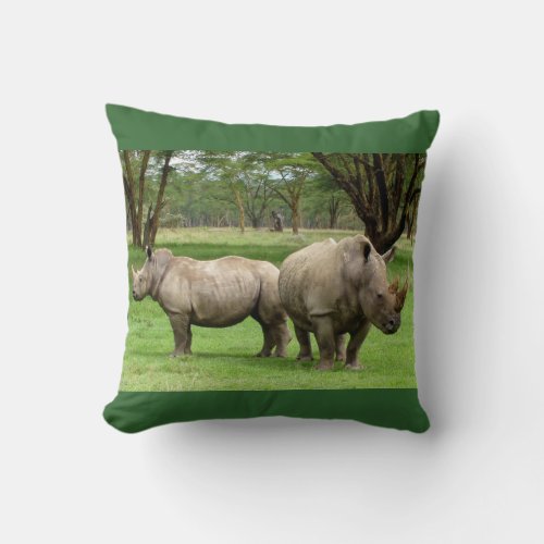 African Safari White Rhinoceros Love Party Destiny Throw Pillow