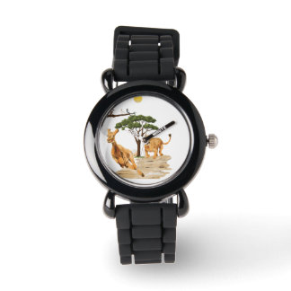african safari wildlife lion deer nature design watch