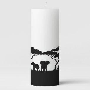 African Safari Wildlife Silhouette Pillar Candle