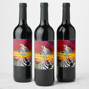 African Safari Zebra Dream   Wine Label