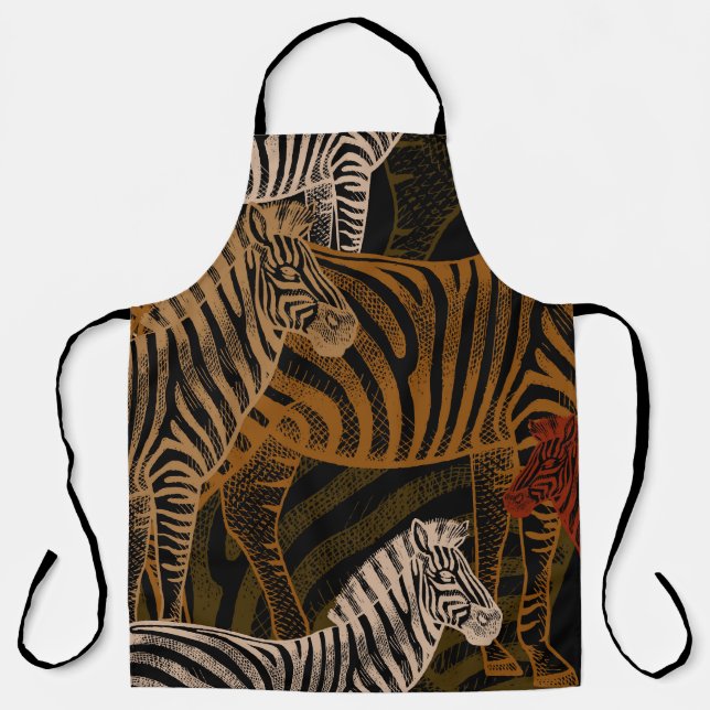 African Safari: Zebra Vintage Design Apron (Front)
