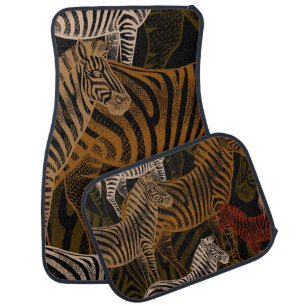African Safari: Zebra Vintage Design Car Floor Mat