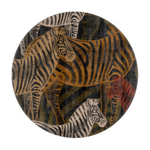 African Safari: Zebra Vintage Design Cutting Board