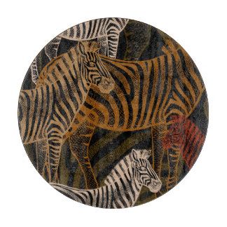 African Safari: Zebra Vintage Design Cutting Board
