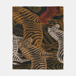 African Safari: Zebra Vintage Design Fleece Blanket