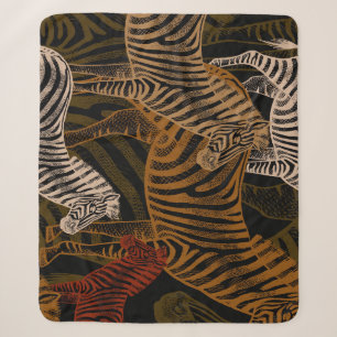 African Safari: Zebra Vintage Design Sherpa Blanket