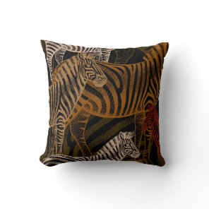 African Safari: Zebra Vintage Design Throw Pillow