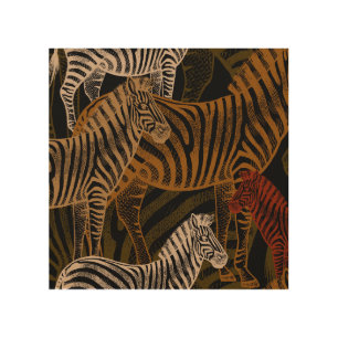 African Safari: Zebra Vintage Design Wood Wall Art