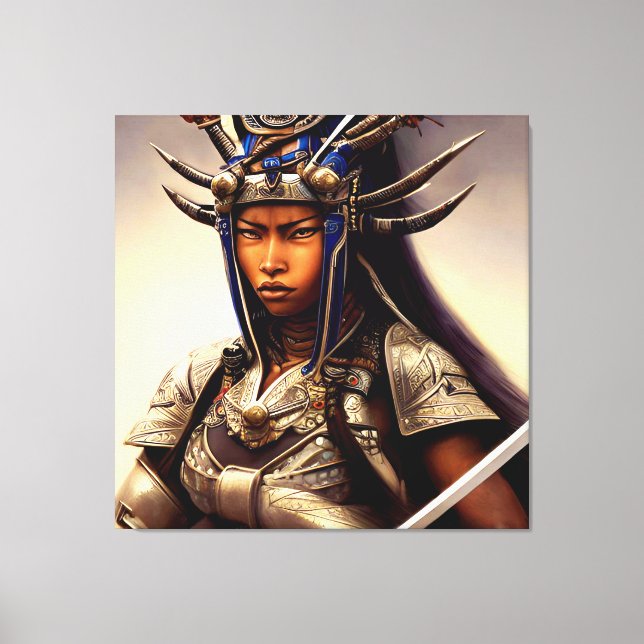 African Samurai Woman Fierce Canvas Print (Front)