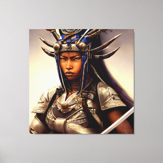 African Samurai Woman Fierce Canvas Print