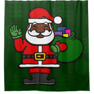 african santa christmas gifts shower curtain