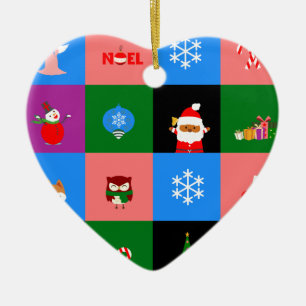 african santa claus colorblock ceramic ornament