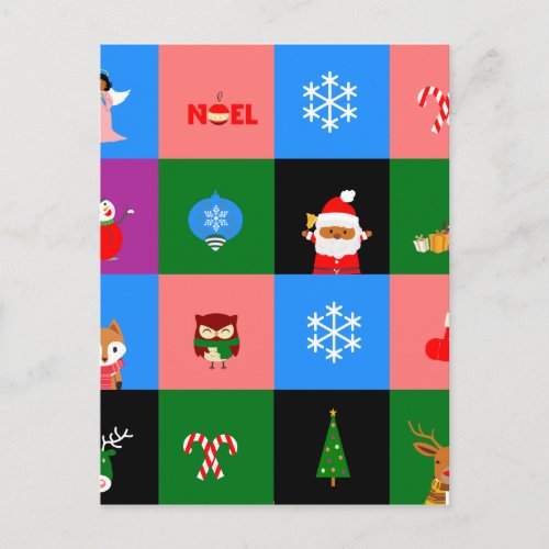 african santa claus colorblock holiday postcard