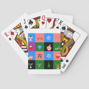african santa claus colorblock poker cards
