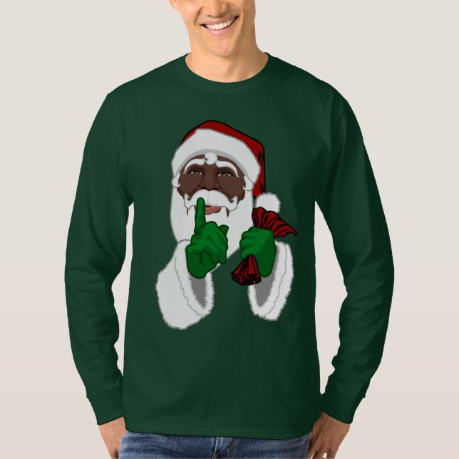 African Santa Clause Shirt Black Santa Shirts (Front)
