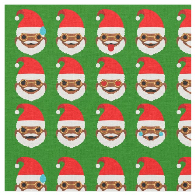 african santa emoji emoticons fabric (Close Up)