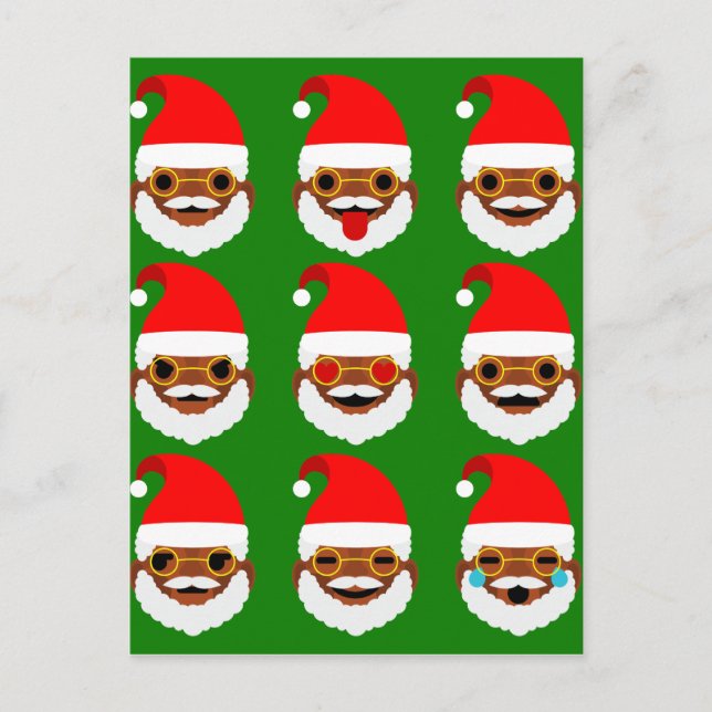 african santa emoji emoticons holiday postcard (Front)