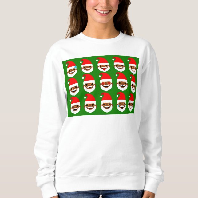 african santa emoji emoticons sweatshirt (Front)