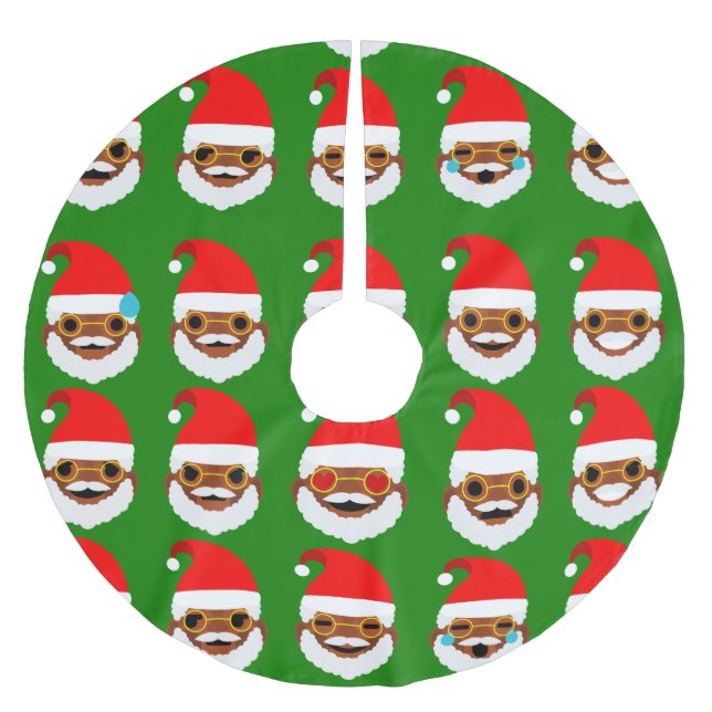 african santa emoji emoticons tree skirt (Front)