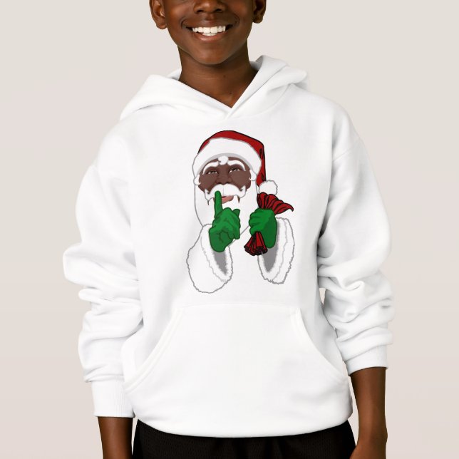 African Santa Hoodie Kids Black Santa Hoodie Shirt (Front)