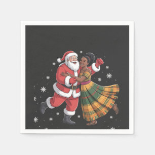 African Santa Mrs Claus Dancing African American Napkins
