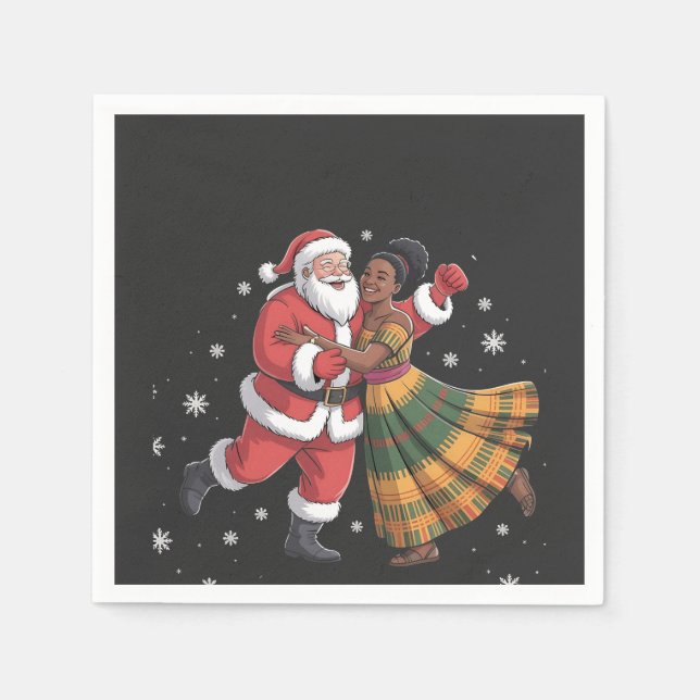 African Santa Mrs Claus Dancing African American   Napkins (Front)