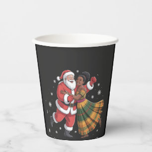 African Santa Mrs Claus Dancing African American Paper Cups