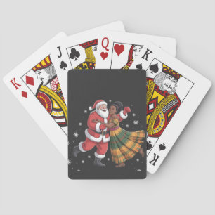 African Santa Mrs Claus Dancing African American   Poker Cards