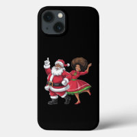 African Santa Mrs Claus Dancing American Christmas