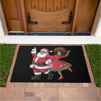 African Santa Mrs Claus Dancing American Christmas