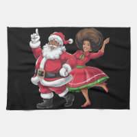 African Santa Mrs Claus Dancing American Christmas
