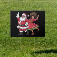 African Santa Mrs Claus Dancing American Christmas
