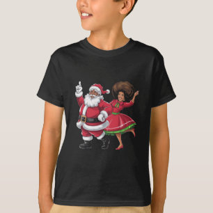African Santa Mrs Claus Dancing American Christmas T-Shirt