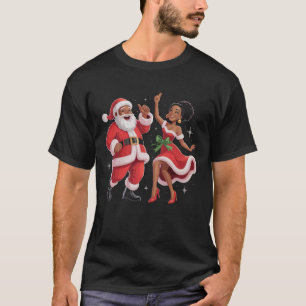African Santa Mrs Claus Dancing American Christmas T-Shirt