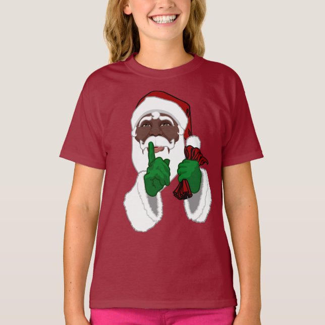 African Santa Shirt Girl's Black Santa Sweatshirts (Front)