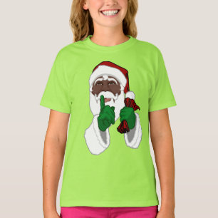 African Santa Shirt Girl's Black Santa T-Shirts