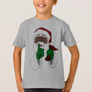 African Santa Shirt Kid's Black Santa T-Shirts