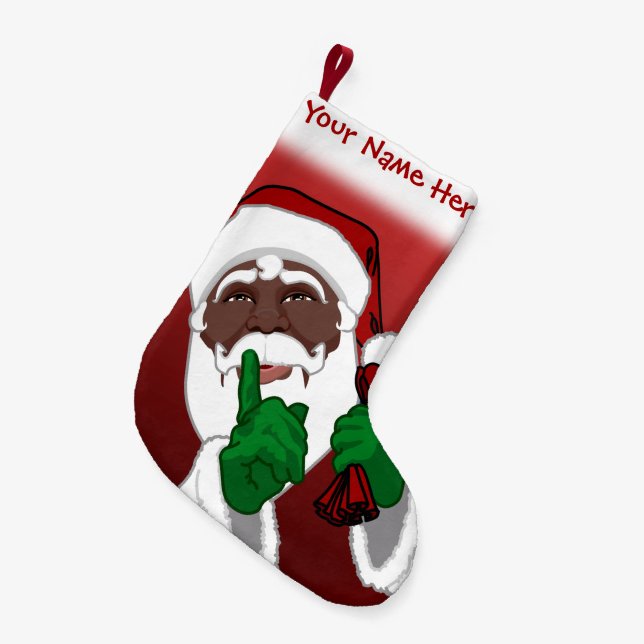 African Santa Stocking Custom Christmas Stockings (Front (Hanging))