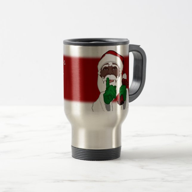 African Santa Travel Mug Coffee Cup Santa Cup (Front Right)