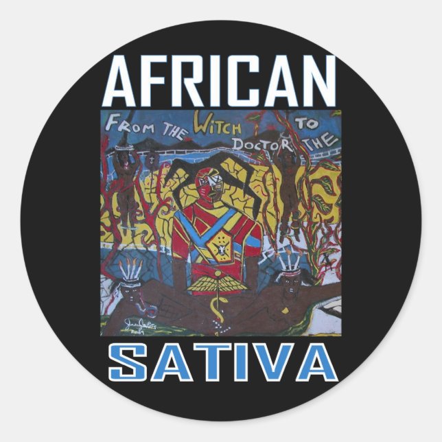 AFRICAN SATIVA CLASSIC ROUND STICKER (Front)