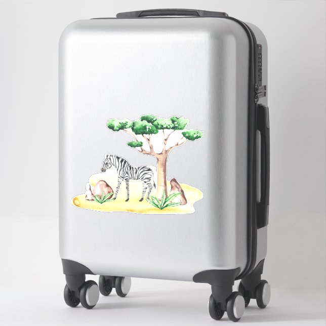 African Savanah Zebra Acacia Tree Nature Baby Room Sticker (Suitcase)