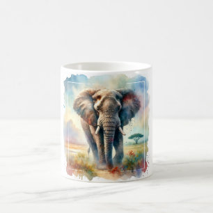 African Savanna Elephant 140724AREF113 - Watercolo Coffee Mug