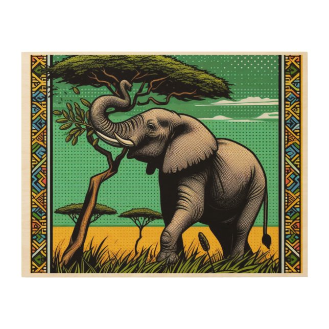 AFRICAN SAVANNAH ELEPHANT WOOD WALL ART (Front)