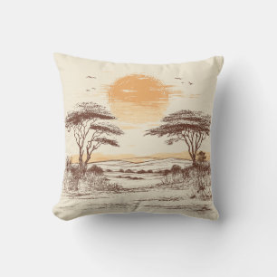 African Savannah Sunset Pillow