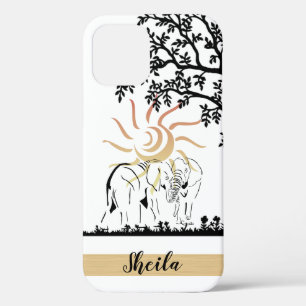 African Scene Artsy Elephant Lovers iPhone 12 Case
