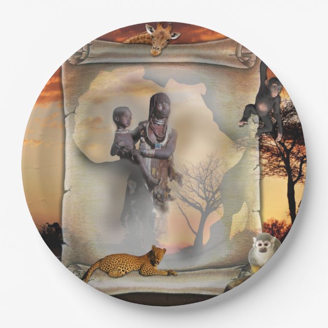 African scroll paper plates (Front)