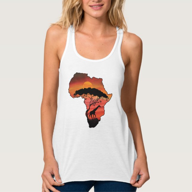 African Serengeti With Giraffe Tank Top (Front)