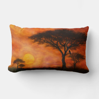 African Serengheti Sunset - Alcohol ink art Lumbar Pillow