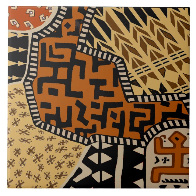 African Shaman Earth Spirits Ceramic Tile (Front)