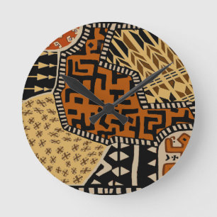 African Shaman Earth Spirits Round Clock